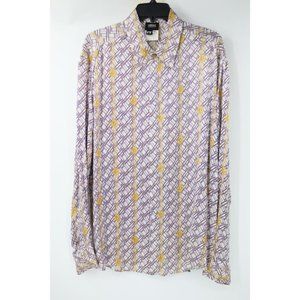 Vintage Versace Jeans Couture Shirt Mens‎ XL Medusa Pattern Gold Chain Baroque
